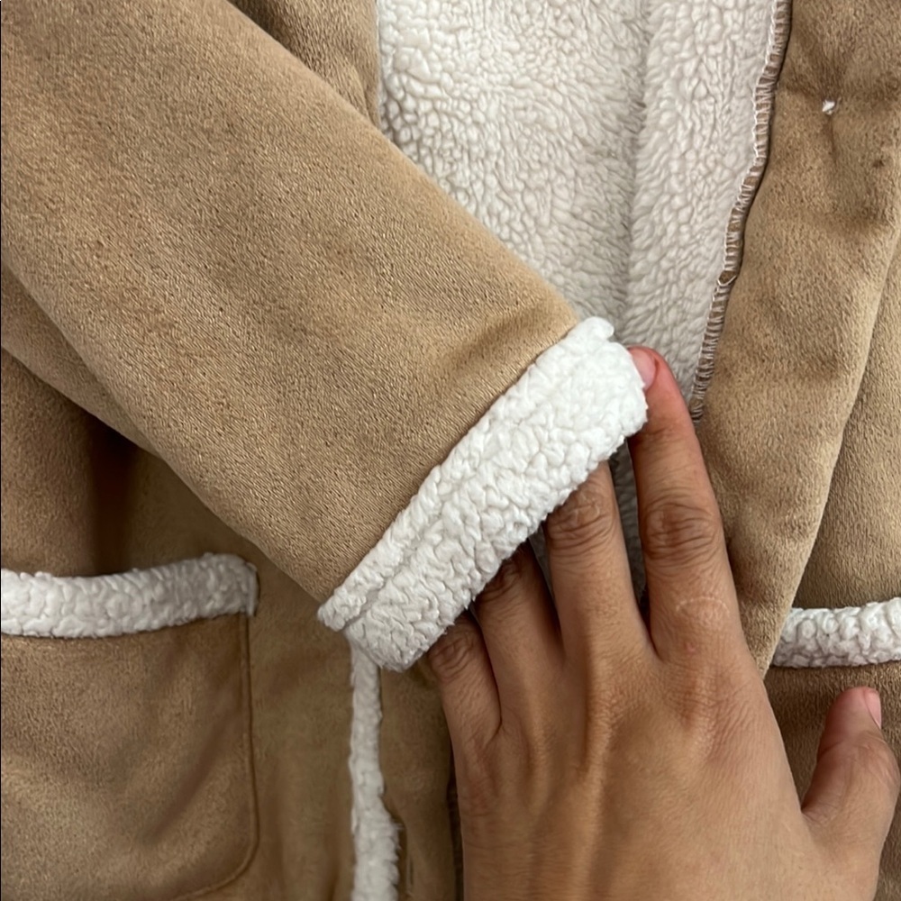 Cozy Tan Kids Jacket with Faux Fur Lining - Picture 4 of 4